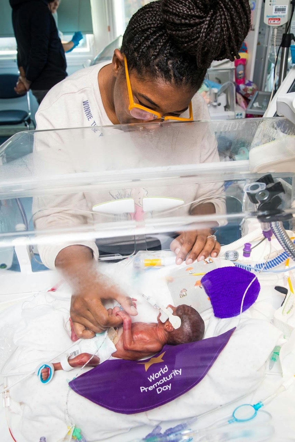 Magnolia with mum Sophie on World Prematurity Day in 2023